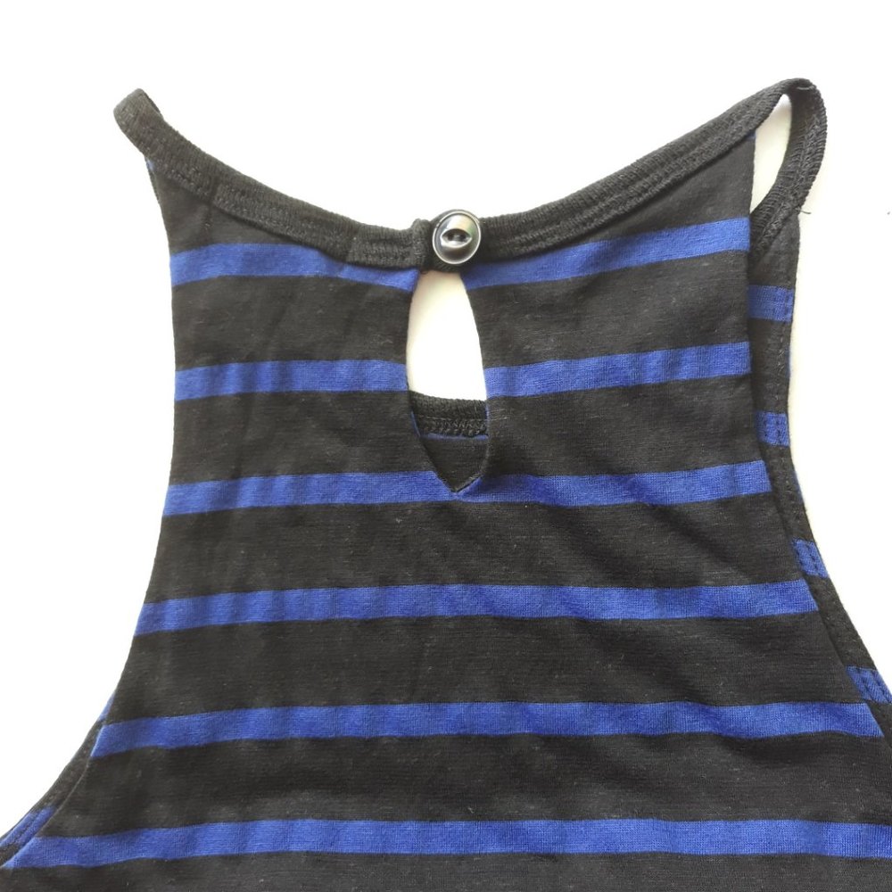 LNA Black Blue Striped Bodycon Midi Dress Sz S - Picture 5 of 9